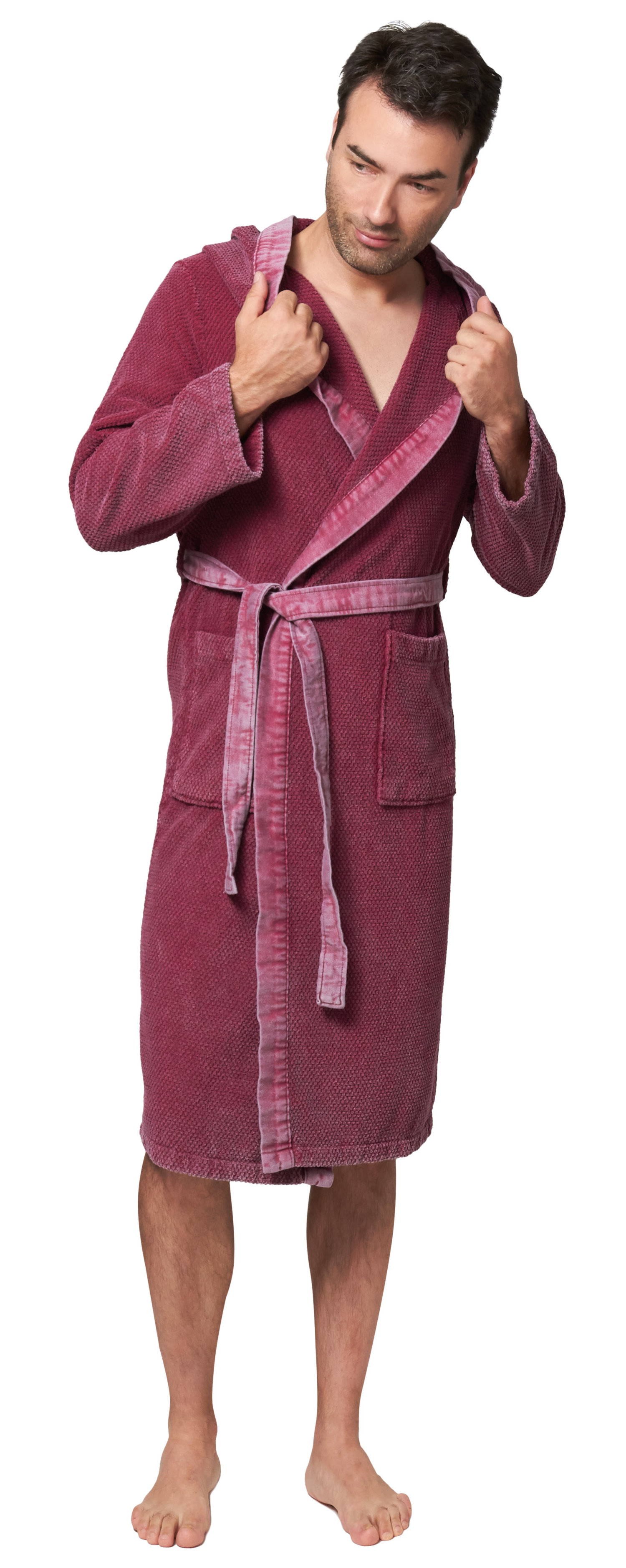 bademantel bordeaux damen